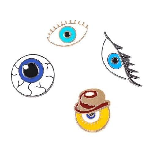 4 style Hip Hop Jewelry Enamel Oil Evil Eyes Brooches for Unisex Personality Eyes Brooch Pins Nice Halloween Gifts Men Brooches