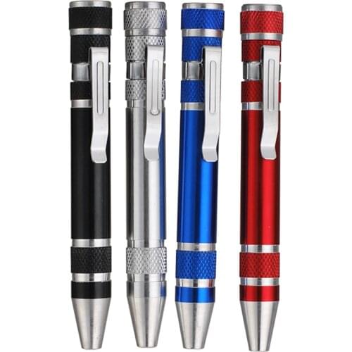 Multifunction 8 In 1 Mini Aluminum Precision Pen Screw Driver Screwdriver Set Repair Tools Kit for Cell Phone Hand tool Set