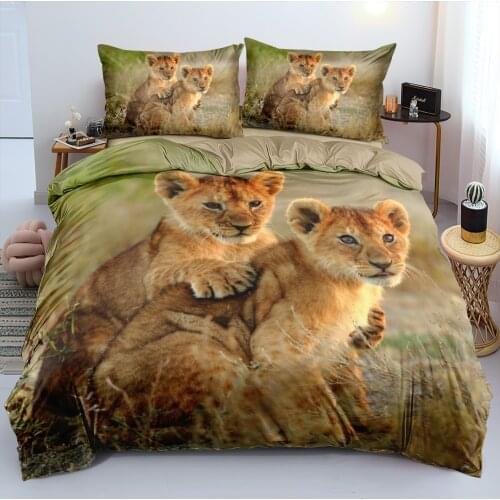 Lion Duvet Cover Sets 3D Camel Bed Linens Pillow Slips King Queen Super King Twin Double Full Size 180*200cm Animal Beddings