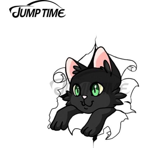 Jump Time 13 x12cm For Kitty Peeking Through Car Stickers Waterproof Personality Bumper Trunk VAN SUV Surfboard Decal Decoration