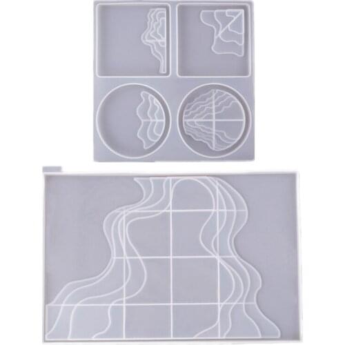 Irregular Terrace Coaster Tray Resin Casting Silicone Molds Kit Resin Art Tools M2EA