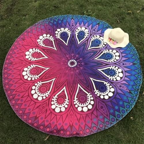 Indian Tapestry Women Chic Flower Patchwork Printed Bohemian Beach Mat Yoga Mat Sunblock Round Bikini Cover-Up Blanket