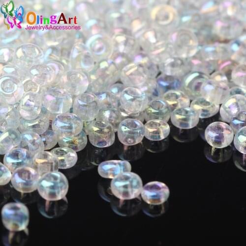 OlingArt 2MM 45G/lot Glass Seed Beads Multicolored transparent Round spacer bead DIY jewelry making 2021new