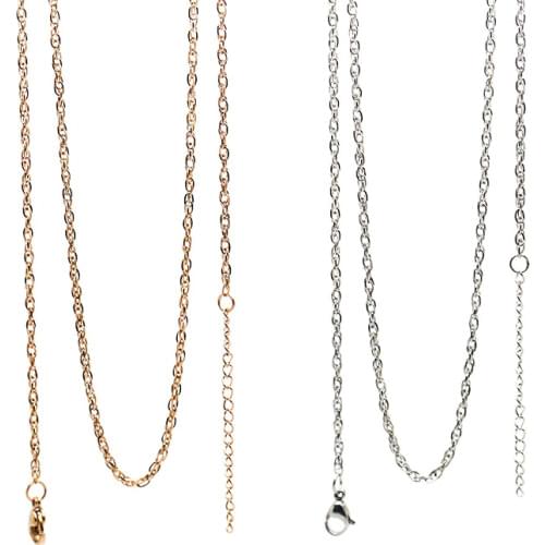 BOFEE 10PCS 316L Stainless Steel Link Necklace Chain Wholesale 22"+2" inches extension (60cm) Silver/Rose Gold For Pendant Gift