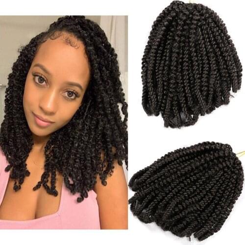 Fluffy Spring Twist Hair 8 Inch 110g Black Brown Bug Passion Twist Crochet Braids Synthetic Braiding Hair Extensions