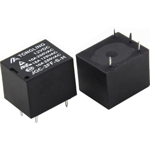 1PCS T73 Small Normally Open Black Electromagnetic Relay 12V 4 Pins 10A JQC-3FF-S-H