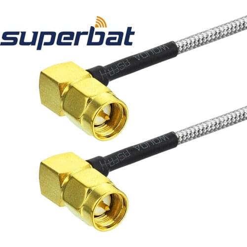 Superbat SMA male right angle to SMA male right angle Patch Lead RG405 10cm for Wi-Fi Radios
