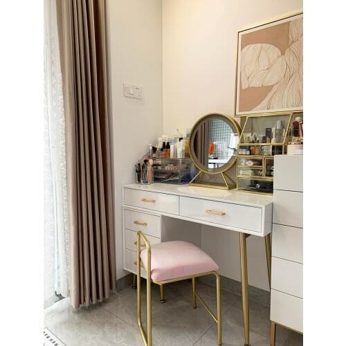 Nordic Dresser for Bedroom Living Room Furniture Modern Minimalist Dressing Table and Chair with Mirror Golden Wrought Iron Leg