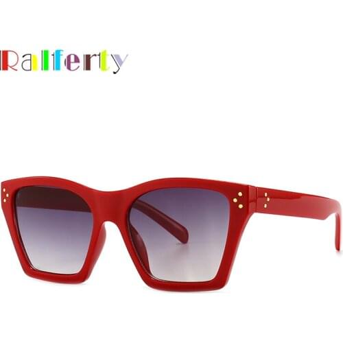 Ralferty Vintage Square Sunglasse Women Red Oversized Sun Glasses Female UV400 Shades Oculos Feminino C4s090