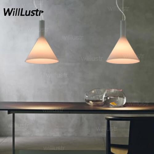 Modern glass pendant light white black trumpet dinning living room hotel hall restaurant cafe bar funnel design suspension lamp