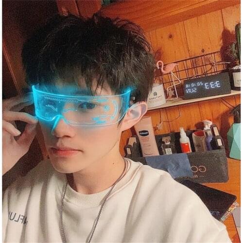 LED Luminous Sunglasses Vintage Punk Goggles Men Women Fashion Party Christmas Colorful Light Up Glasses Shades UV400