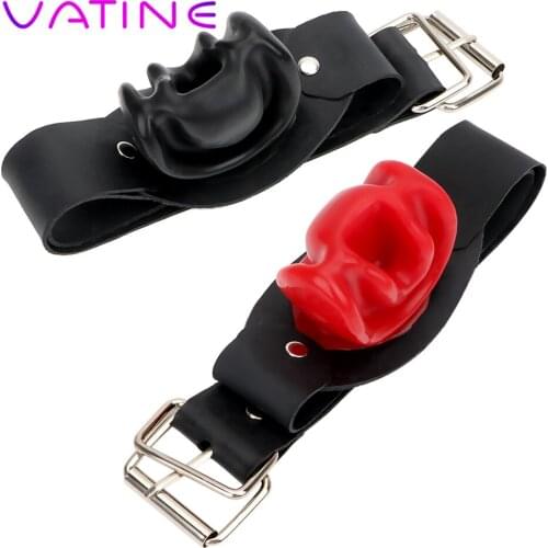 VATINE Sex Toys For Couples Fetish Bondage Open Mouth Erotic Oral Latex Mouth Plug Dilatation Ball Safe Latex Slave Restraints