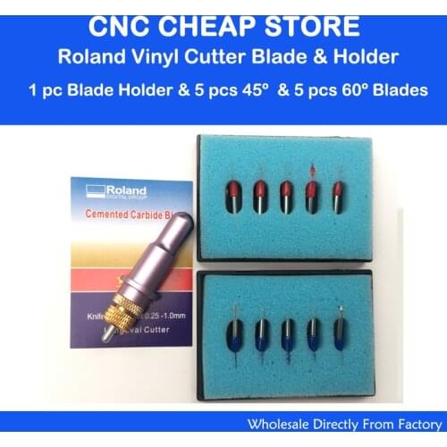 High Quality 1pc 12MM Diameter Roland Blades Holder Cutting Plotter Printer Cutter Vinyl Cutter Holder +10pc 45/60 Degree Blades