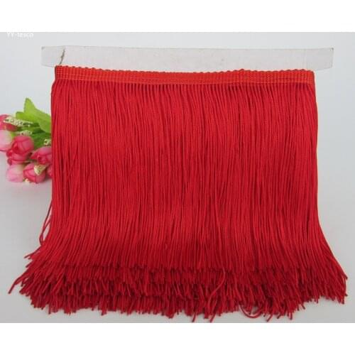 YY-tesco 10yard red Fringe Tassel Trimming Lace Latin Dress Macrame Dance Clothing Polyester Single Band 15cm Lace Ribbon