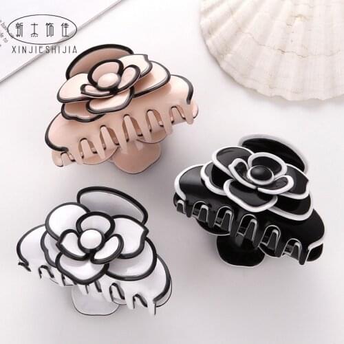 Romantic Big Camellia Floral Acetate Hair Clips Hair Claws Ornaments French Women Elegant Bridals Rose Hair Accessories Hairpins
