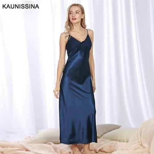 Women Summer Sexy Sleepwear Full Slip Night Dress Silk Long Nightgown Night Gown Home Clothes Underwear Female Lingere Nighty