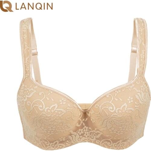 Womens Full Coverage Embroidered Balconette Bra Lightly Padded Underwire Plus Size C D DD E F