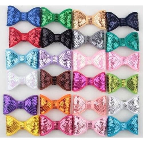 Yundfly 10pcs 2" Embroideried Sequin Bows For Headband Hair Clip Kids Girls DIY Hair Bow Hair Accessories
