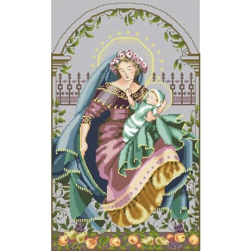 11/14/16/18/22/25/28 color aida choose Chic Counted Cross Stitch Kit MD79 Madonna of the Garden Beauty The Virgin Mother and Son
