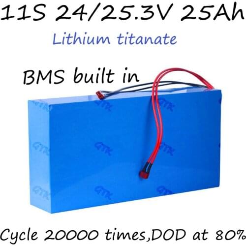11S 25.3V 24V 25Ah LTO BMS Built in Rechargeable lithium titanate battery pack Electric Bike Battery cropper hay mower +charger