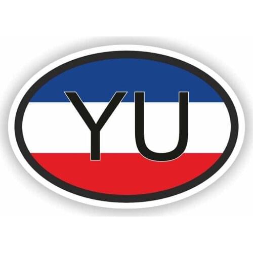 13.5CM*9CM Car Sticker YU YUGOSLAVIA COUNTRY CODE Flag Car Accessories Decal