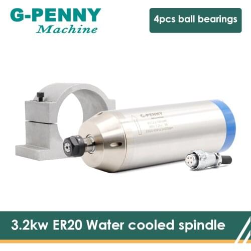 220v/ 380v 3.2KW ER20 4 Bearings 0.01mm accuracy Water Cooled Motor spindle for CNC Router engrave milling Machine&100mm bracket