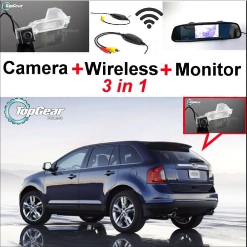 3in1 Special Rear View Camera + Wireless Receiver + Mirror Monitor EASY DIY Parking System For Ford Edge Edge Sport Edge Limited
