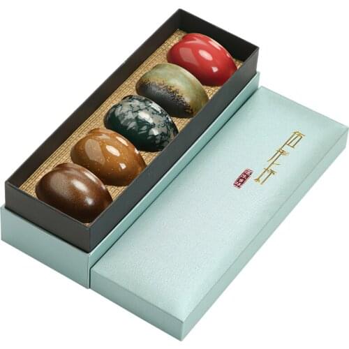 5pcs Ceramic Cup Waterware 60ML Gift Box Japanese Retro Kiln Change Clay Bar Decoration Household Kitchen Supplies Drinkware