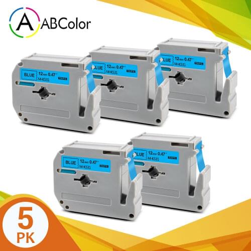 5PK MK-531 Tape Compatible For Brother Label Tape MK 531 MK-531 mk531 12mm Black on Blue For Brother P touch Label Maker PT 70