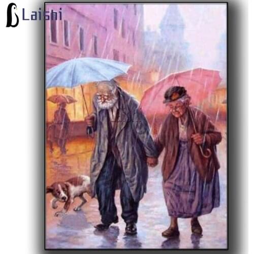 DIY 5D Diamond Painting Hold your hand and grow old together Lover Diamond Embroidery Cartoon Mosaic Rhinestone Decoration Home