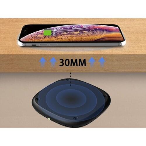 30mm Long Distance Fast Wireless Charger Pad For iPhone Samsung Invisible Wireless Charger Furniture Desktop Hide Table Charger