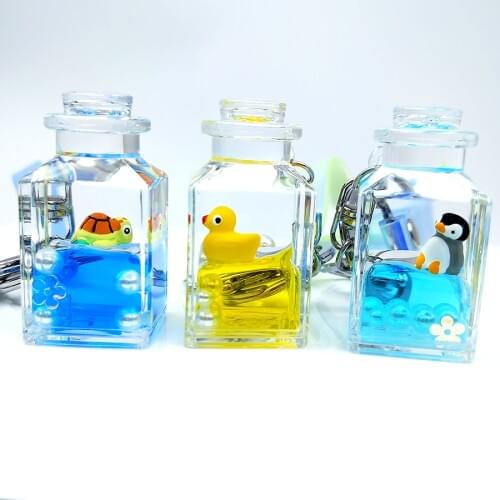 Unicorn Glitter Pentagram Quicksand Keychain Liquid Float Animal Keyring Backpack Pendant Couples Women Key Chain Dropshipping