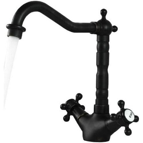 Oil Rubbed Bronze Dual Cross Handles Swivel Kitchen Bathroom Sink Basin Faucet Mixer Tap asf095