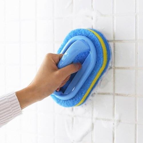 Cleaning Brush Scouring Pad Clean Sponge Handle Design Household Cleaning Supplies PP Ceramic Tile Sponge Scrubber for Kitchen