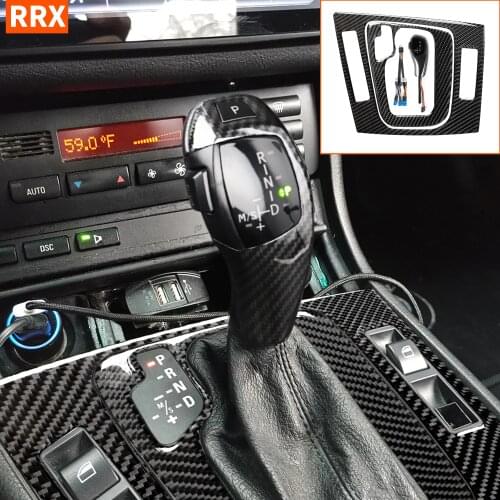 For BMW 3 Series E46 Touring Sedan 1998-2006 Replace Gear Head Car Automatic LED Gear Shift Knob Carbon Fiber Gear Box Surround