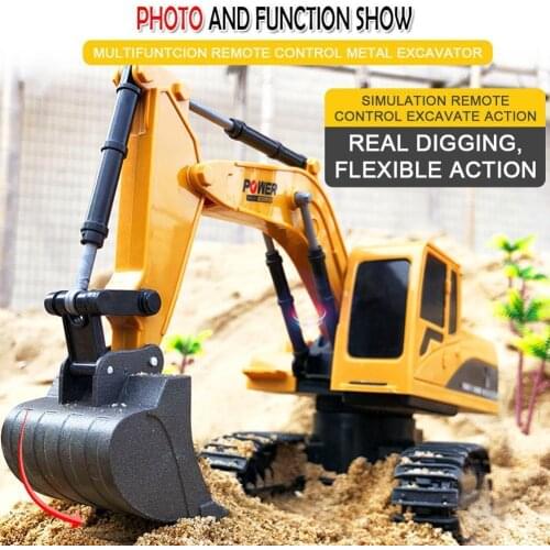 1:24 Remote Contorl Excavator Toy 6 Channels RC Excavator Simulation Alloy Control Children Toy RC Hook Remote Excavator To N3F5