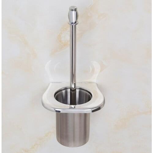 304 Stainless Steel Toilet Brush Holder Wall Mounted Toilet Bowl Brush Holder for Bathroom Cleaning Kit