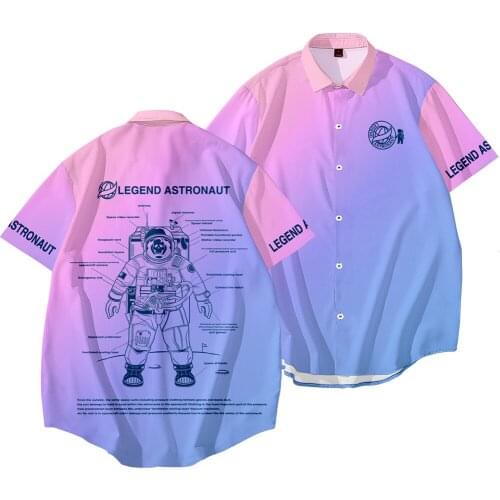 Legend Astronaut Printed Hawaiian Short Sleeve Shirts Summer Hip Hop Camicias Streetwear Harajuku Blouses Oversized 6XL