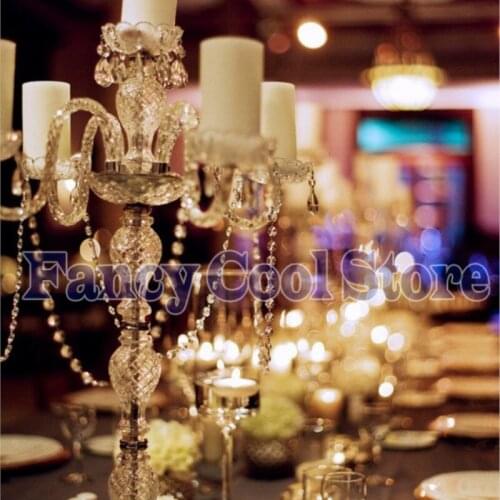 Crystal Table Centerpiece 5-arms Candelabras Wedding Decoration