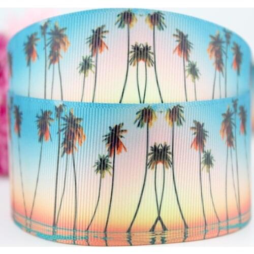 Coconut tree ribbon grosgrain polyester ribbons DIY hairbows wedding decor tape 50 yard