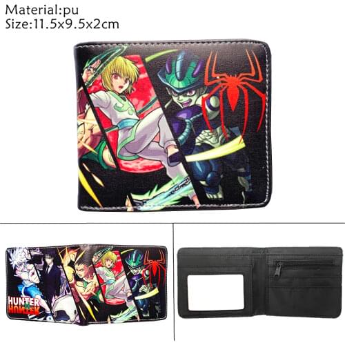 Anime Hunter Hunter PU Wallet Teenager Bifold Student Coin Pocket Leather Photo Card Holder Casual Boys Girls Cartoon Purses