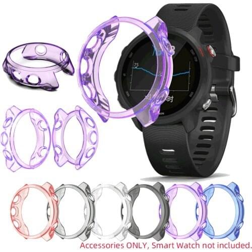 TPU Soft Case Shell Edge Frame Glass Screen Protector For Garmin Forerunner 245/245M Fr245 Music Watch Protective Bumper Cover