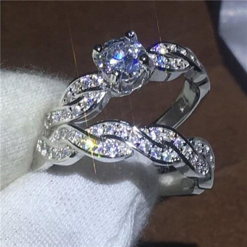 Carofeez Shining Women Rings Set Engagement Wedding Band Elegant Weaving Zircon Rings Fashion Jewelry Lover Gift