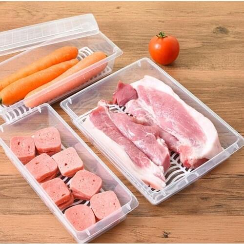 Single Layer Storage Box Safe Food-grade Food Fruit Storage Container Kitchen Rectangular Meat Sealed Freezing Storage Organizer