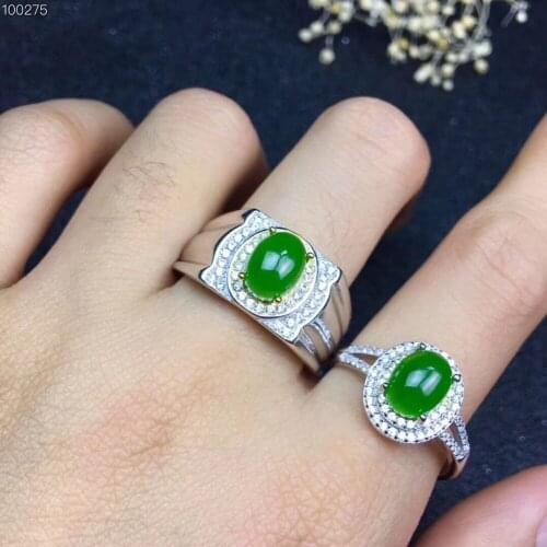 Couple Rings Set Natural Hetian Jasper Lovers Ring Free shipping Finger ring Natural real Hetian Jasper 925 sterling silver