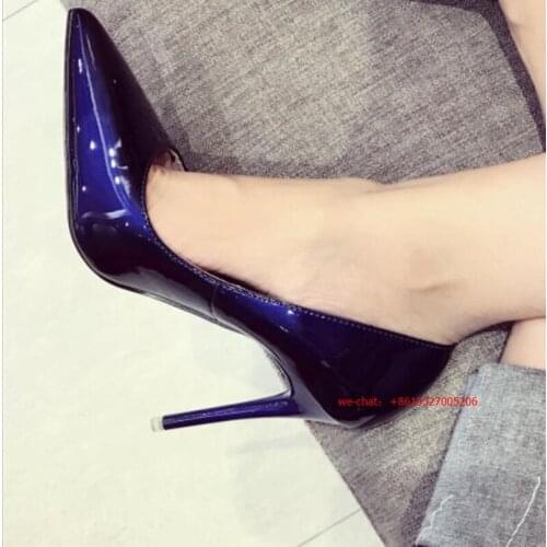 Sexy 12cm Heel Height thin high heels PU patent Leather women pumps party shoes