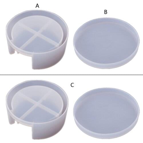 Coaster Display Stand Resin Casting Mold Hold Up to 4 Coaster with Holder Epoxy Resin Mould Fit Round Coaster Box Molds