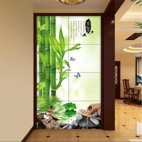 Wellyu Custom Wallpaper 3D обои Stereo Fresh Green Bamboo Arcade Aisle Fresco Foyer Background Wall papel de parede 3d wallpaper