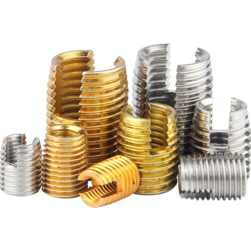 2-5pcs Self tapping Thread Insert Screw Bushing M2 M3 M4 M5 M6 M8 M10 M12 Slotted Type Insert Nut Repair Hardware Accessories