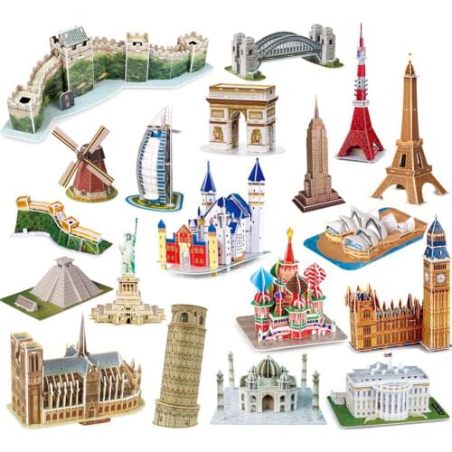 3D Puzzle Assembly Model World Famous Historical Building Jigsaw Interactive Educational Toy Game Gift For Children Kids 2021